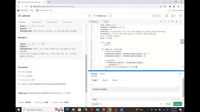 Minimum Window Substring Implementation in Python смотреть онлайн