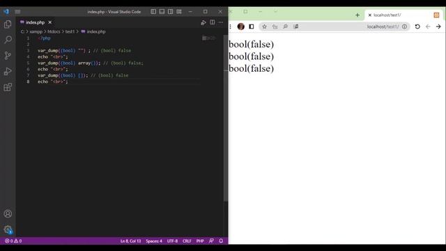 08 | Boolean And Converting To Boolean in php | 2023 | Learn PHP Full Course for Beginners смотреть онлайн