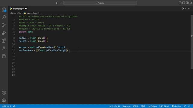 Volume and area of cylinder in Python / How to Tutorial смотреть онлайн