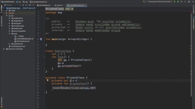 Kotlin Dersleri #26 - Erişim Belirleyiciler (public, private, protected) смотреть онлайн