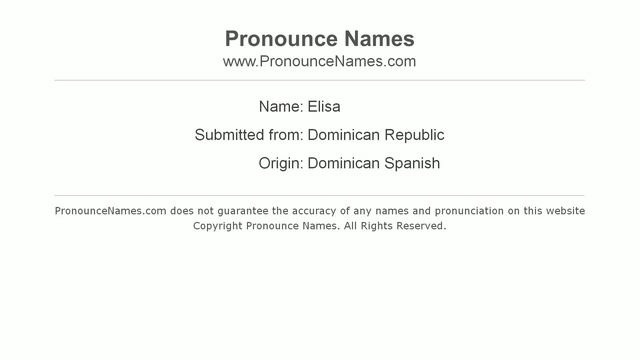 How to pronounce Elisa (Dominican Republic) - PronounceNames.com смотреть онлайн