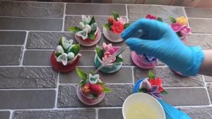 10 цветочных композиций в чашечке из мыла.Мыловарение.Как закрепить мыло в куполе