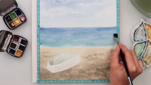 Lifting watercolor for sea waves + FREE sketch смотреть онлайн