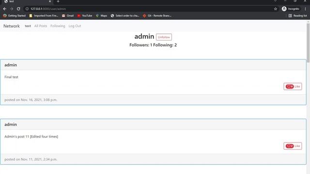 Ewere Njokede Network project for Harvard CS50’s Web Programming with Python and JavaScript смотреть онлайн