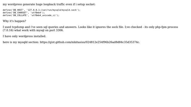 Wordpress: Why my wordpress loopback traffic while socket is setup? смотреть онлайн