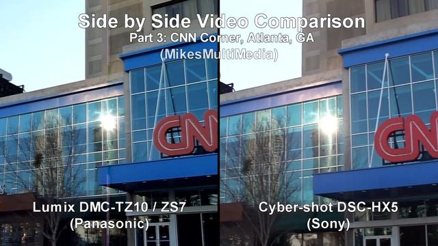 Sony DSC HX5v vs Panasonic DMC TZ10 ZS7 Video Test Part 3: CNN Corner, ATL GA [1080P] смотреть онлайн