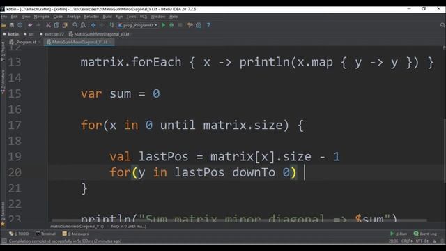 matrix sum minor diagonal v1 in kotlin смотреть онлайн