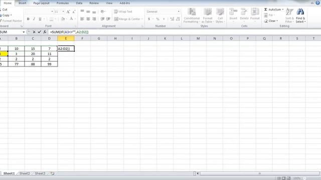 Excel SUM If Function, How to Sum Cell Range if a Cell is NOT Blank or If Condition is Met смотреть онлайн