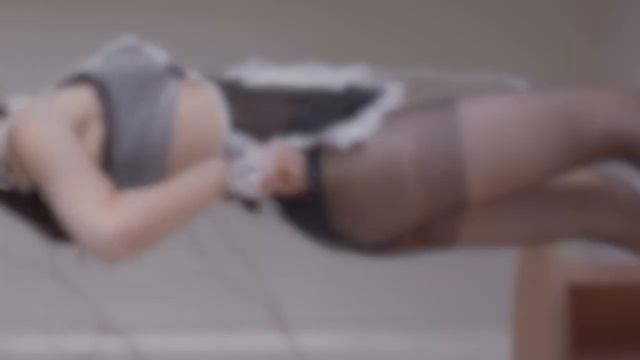 （4K 세로룩북）초현실적인 여자친구 시점 검은색 스타킹 메이드 복장 Underwear Lingerie  Lookbook