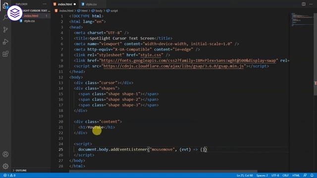 Spotlight Cursor Text Screen | GSAP - GreenSock Tutorial смотреть онлайн