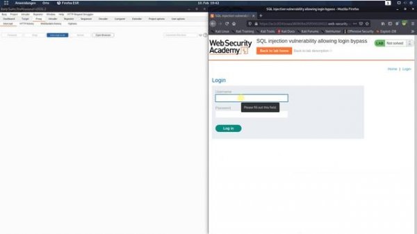 SQL injection vulnerability allowing login bypass (Video solution, Audio)