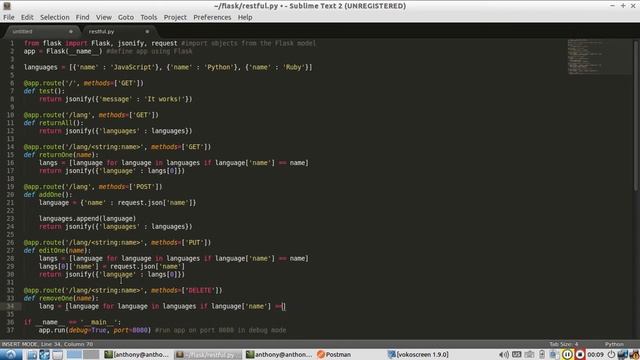 Creating a RESTFul API With Flask [4 of 4] - DELETE Requests смотреть онлайн