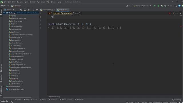 Untermengen | Python Challenge aus dem Vorstellungsgespräch смотреть онлайн