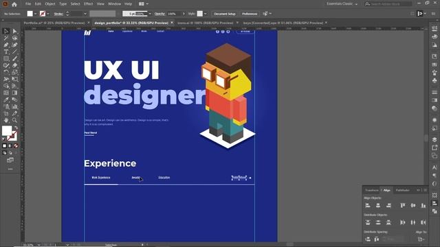Create simple and modern portfolio website in Adobe Illustrator | Design Tutorials | Speed Art смотреть онлайн