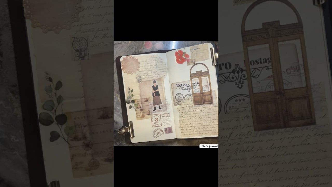 Vintage Vibes  ASMR Journaling | Full 4K Version Is On My Channel #shorts #asmr #scrapbooking