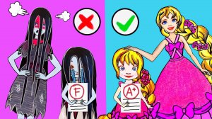 Бумажные куклы Мать и Дочь одевают костюмы Рапунцель и Садако. Семейные сказки с Удивительными кукла