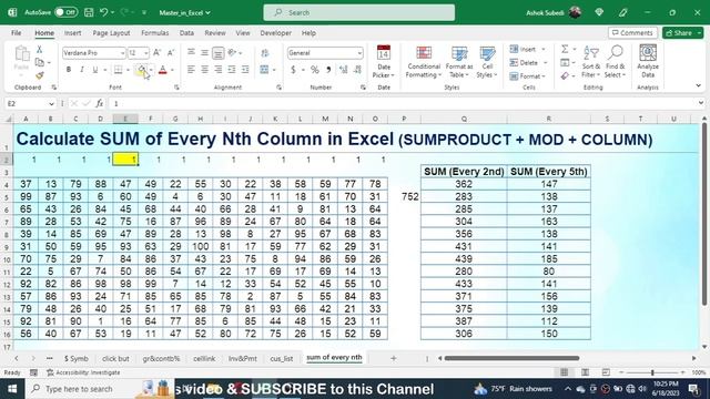 Calculate SUM of Every Nth Column in Excel (SUMPRODUCT+MOD+COLUMN) смотреть онлайн