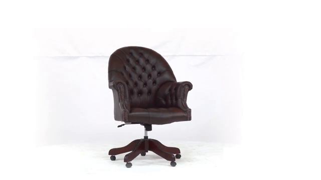Chesterfield Directors Office Chair Antique Brown Real Leather