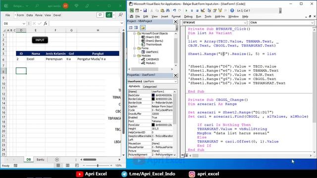 Membuat form input data vba excel / userform excel data entry смотреть онлайн
