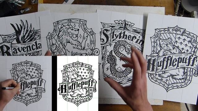 How To Draw The Hogwarts Houses Coat Of Arms (Gryffindor, Slytherin, Ravenclaw And Hufflepuff)