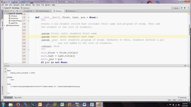 Lesson 19 Docstrings смотреть онлайн