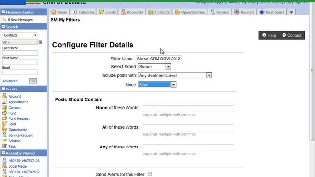 Filters and Actions in Buzzient and Oracle CRM On Demand смотреть онлайн