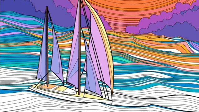 Антистресс раскраска парусник Antistress sailboat coloring book смотреть онлайн