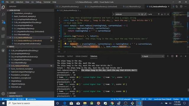 5.12 JavaScript Reduce Method (Problems 1 & 2 very similar to 3 & 4, respectively) DOES have SOUND! смотреть онлайн
