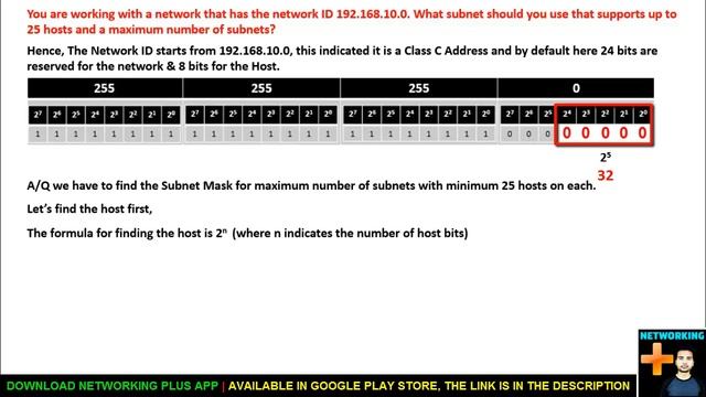 Subnetting Question 2 | From the Network ID 192.168.10.0 Find the subnet mask with minimum 25 Host смотреть онлайн