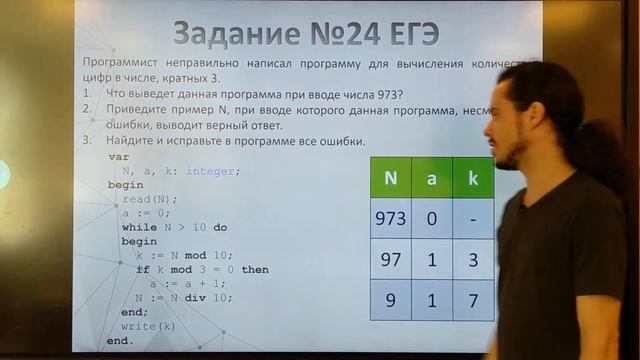 Информатика ЕГЭ - подготовка к экзаменам. Задание №24 Программирование, исправление ошибок смотреть онлайн