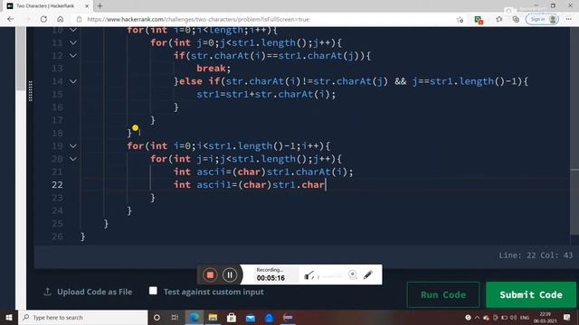 Two character || Hackerrank || java programming language || strings || problem solving смотреть онлайн
