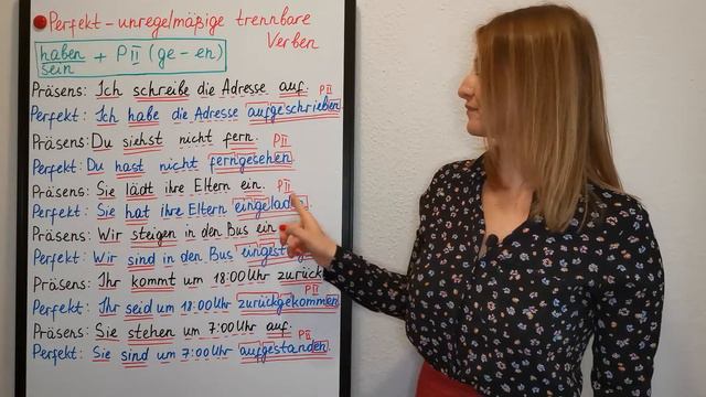 Perfekt (perfect tense) - unregelmäßige trennbare Verben (irregular separable verbs) - A1/A2/B1 смотреть онлайн