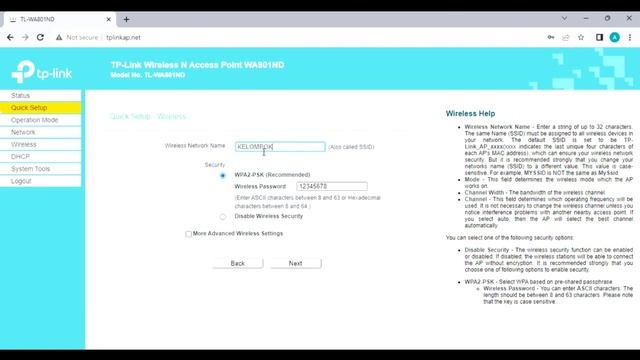 Setting AP mode Access Point TP-LINK TL-WA801ND смотреть онлайн