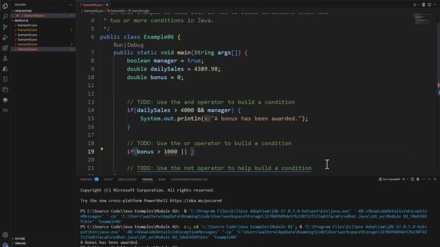 Java Practice Examples - Module 2-6 Conditional Operators смотреть онлайн
