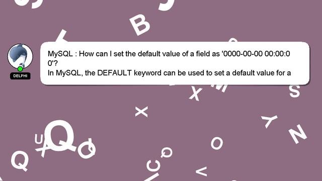 MySQL : How can I set the default value of a field as '0000-00-00 00:00:00'? смотреть онлайн