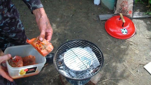 ШАШЛЫК из ЛОСОСЯ на ГРИЛЕ. Готовим на даче. смотреть онлайн