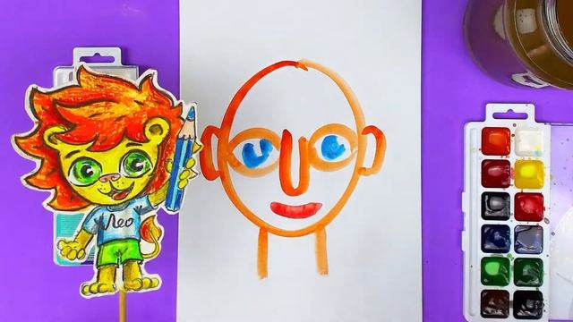 Как нарисовать ПАПУ - портрет папы для малыша красками смотреть онлайн