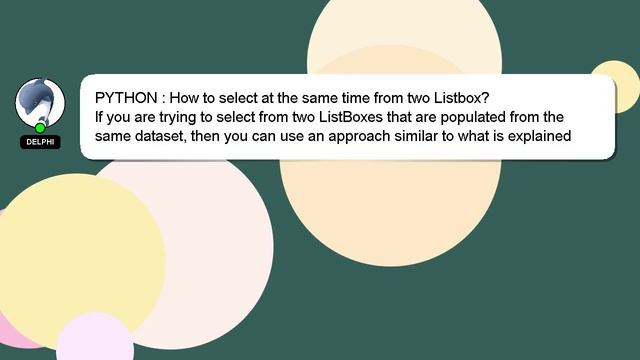 PYTHON : How to select at the same time from two Listbox? смотреть онлайн