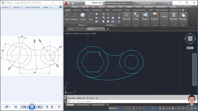 Dibujo 03 pieza mecánica en autocad 2017 смотреть онлайн