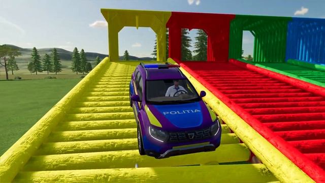 TRANSPORTING POLICE DACIA DUSTER CARS WITH MERCEDES TRUCKS! - Farming Simulator 22 смотреть онлайн