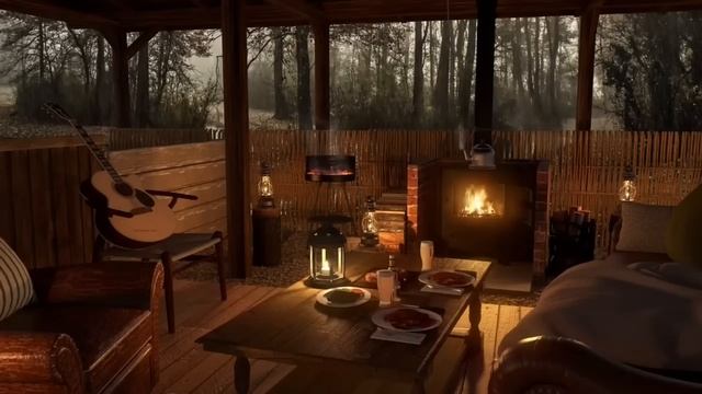 ASMR - Rain And Fireplace Under Verandah 1hr смотреть онлайн