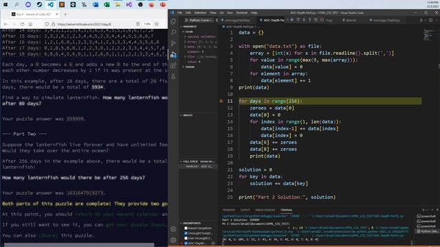 Python Solution for 2021 Advent of Code - Day 6 - Lanternfish смотреть онлайн
