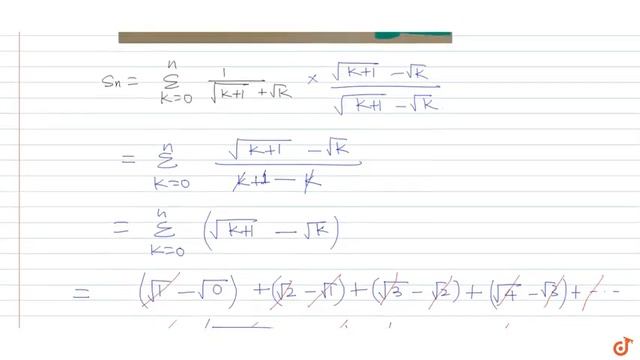 Let `S n=sum_(k=0)^n1/(sqrt(k+1)+sqrt(k))` What is the value of `sum_(n=1)^99 1/(s_n+s_(n-1 смотреть онлайн