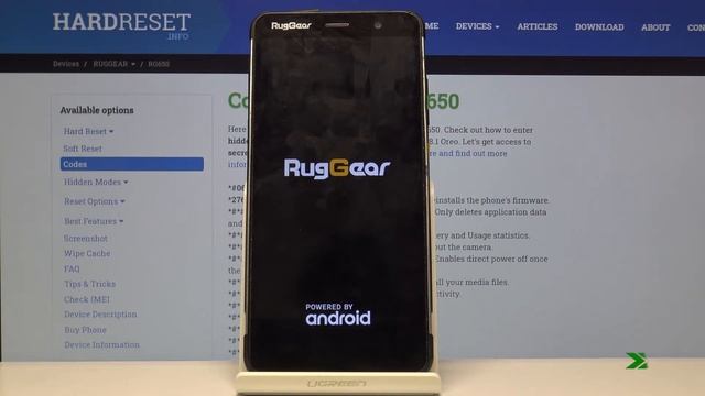 Сброс параметров RugGear RG 850 — Стереть настройки