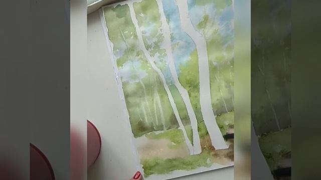 Рисуем берёзки акварелью смотреть онлайн