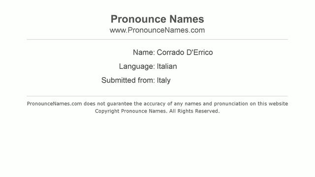 How to pronounce Corrado D'Errico (Italian/Italy) - PronounceNames.com смотреть онлайн