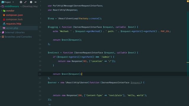 ReactPHP Tutorial #10: Middleware смотреть онлайн
