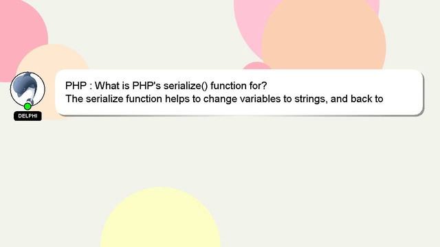 PHP : What is PHP's serialize() function for? смотреть онлайн