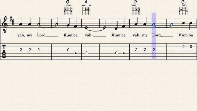 Kum Ba Yah - Easy Guitar Sheet Music with Tabs & Chords смотреть онлайн
