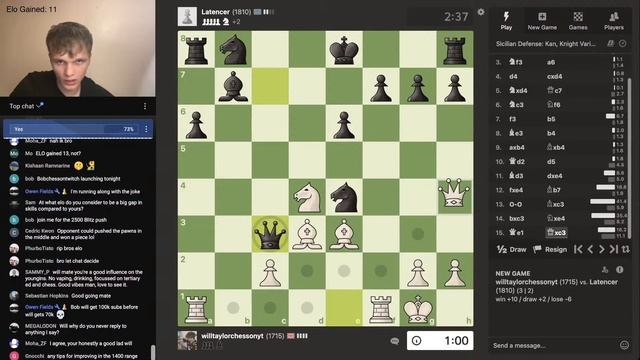 Stream Ends When I Gain 100 Elo...